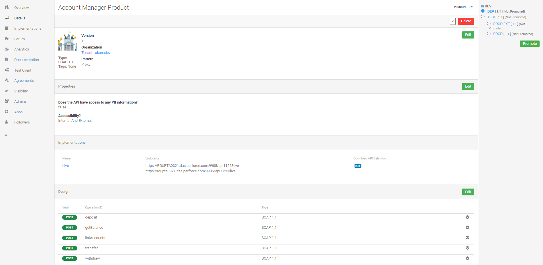 screenshot of Akana Platform
